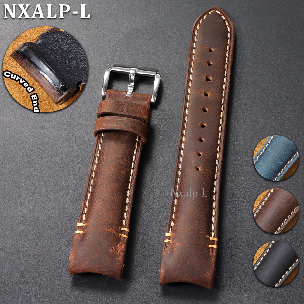 Luxury Watch Expensive - Curved End Bracelet Oil Wax Cowhide