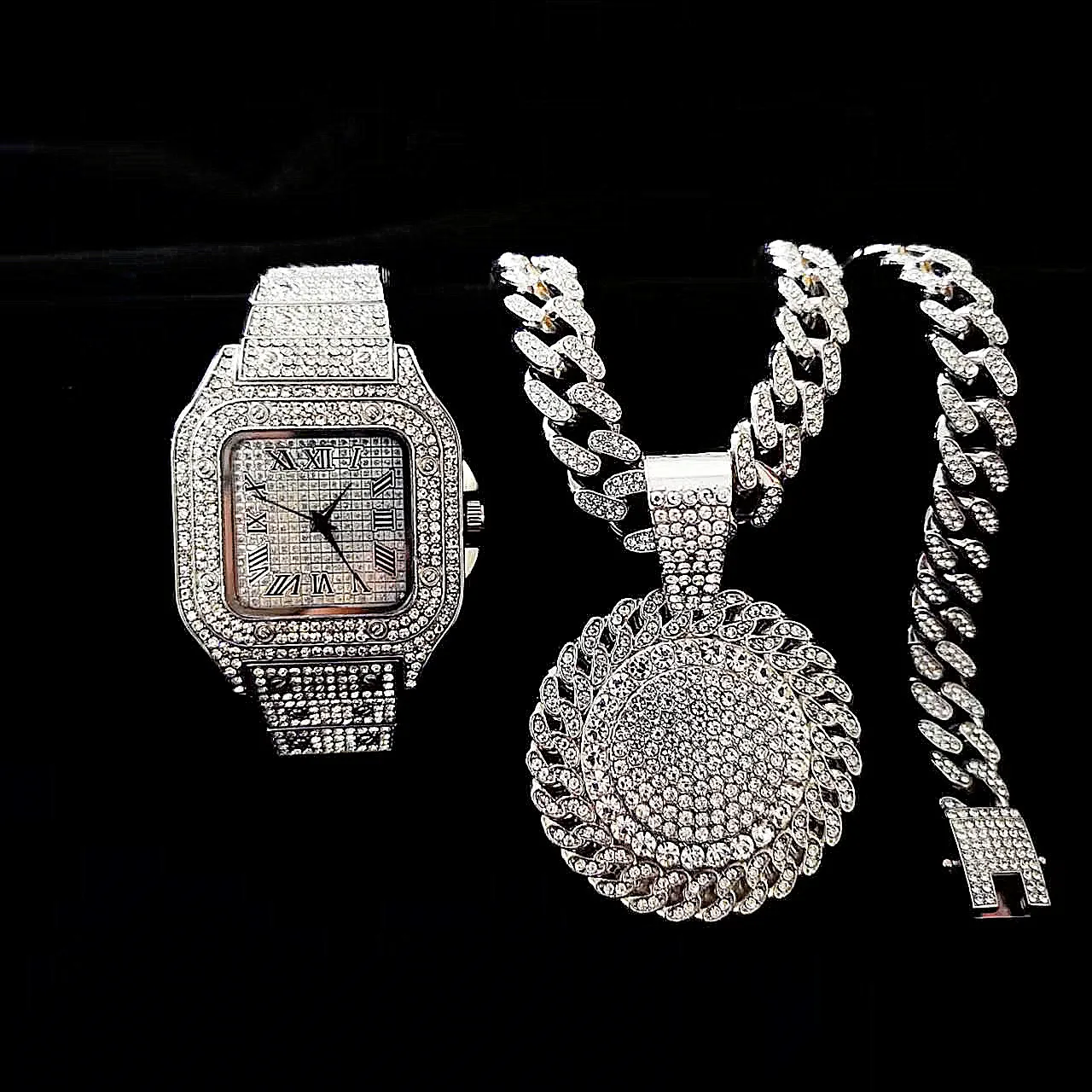 2pcs Iced Out Watches Necklace - đánh giá và giá Luxury Watch Miami