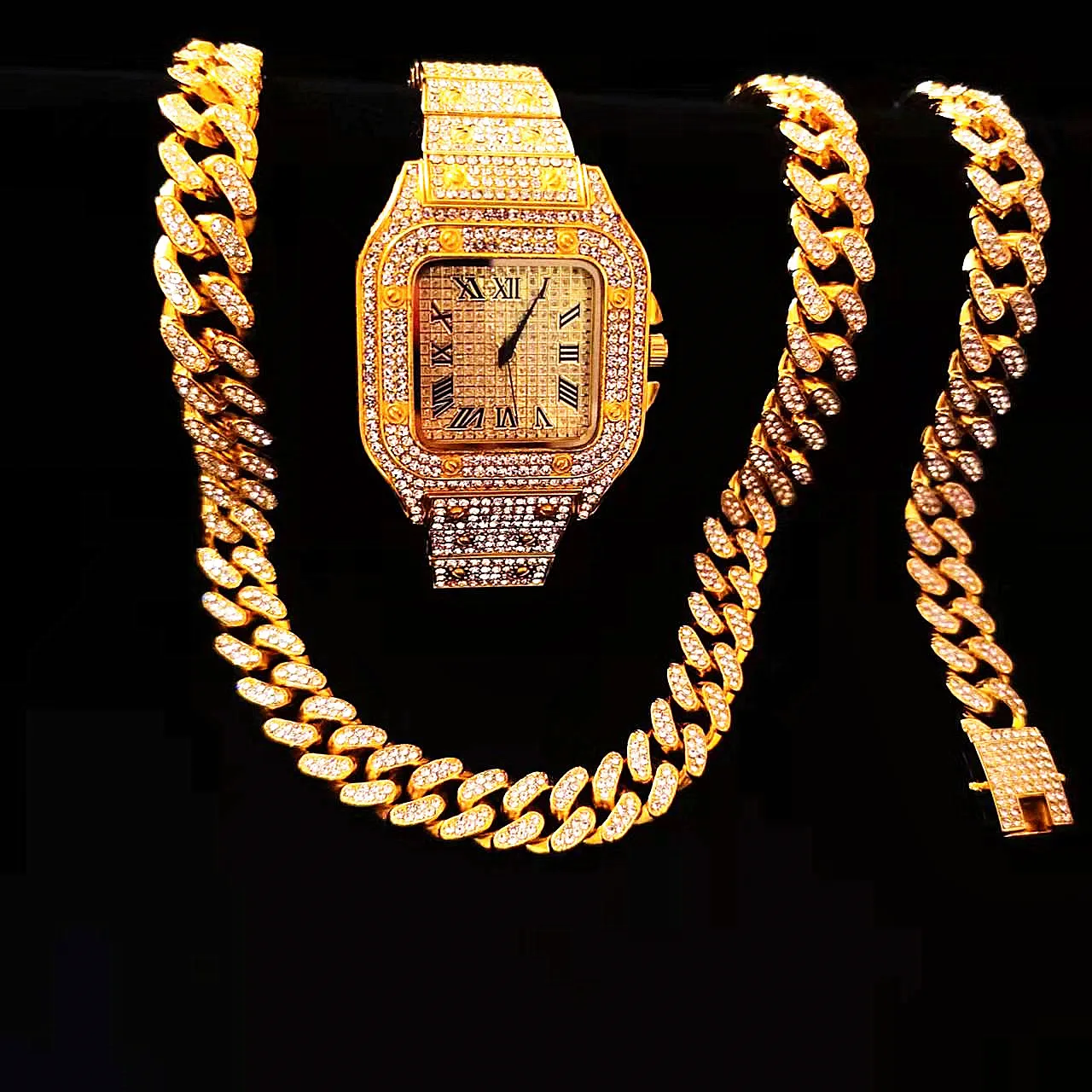2pcs Iced Out Watches Necklace - đánh giá và giá Luxury Watch Miami