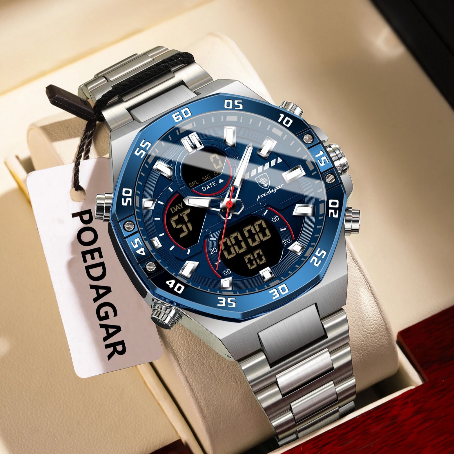 POEDAGAR Top Men Clock LED Lum - đánh giá và giá Minute Repeater Watch