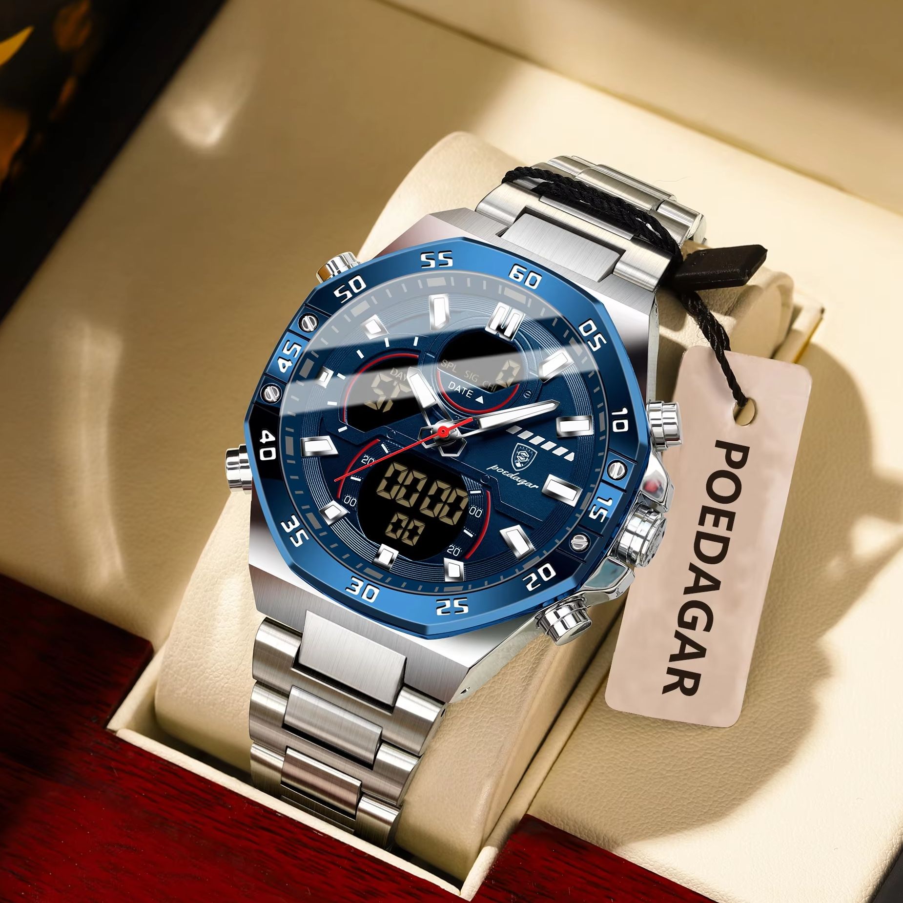 POEDAGAR Top Men Clock LED Lum - đánh giá và giá Minute Repeater Watch
