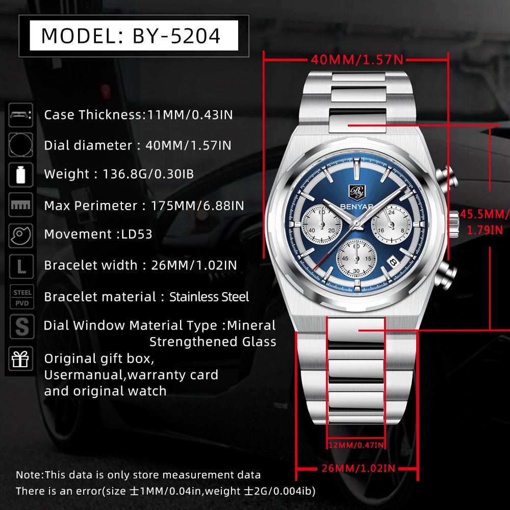 BENYAR 40MM Men's Multifunctio - đánh giá và giá Luxury Watch Second Hand